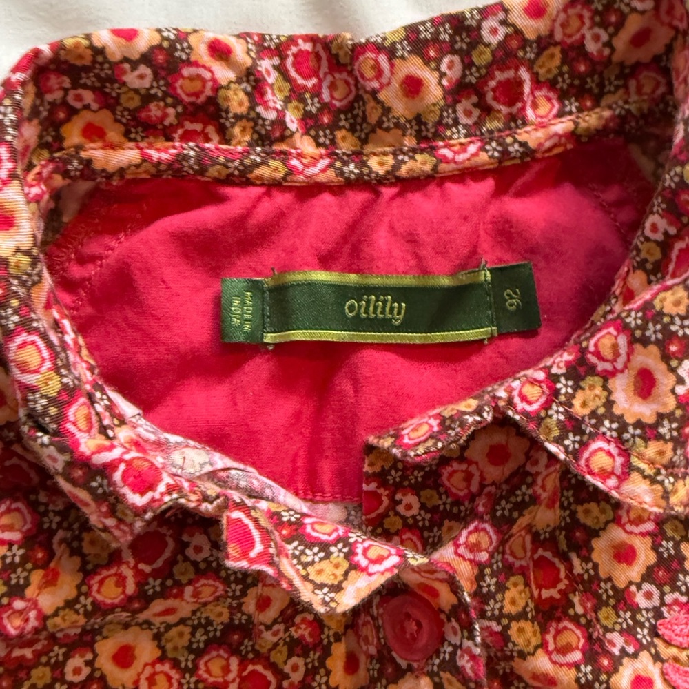 Oilily Multicolor Floral Button-Front Dress with Pink Embroidery - Picture 5 of 5